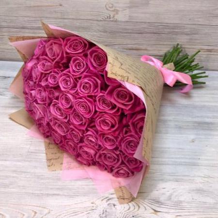 Букет из 51 розовой розы (50 см)